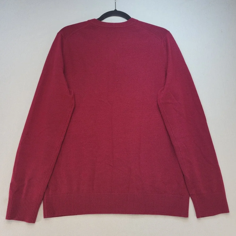 Banana Republic V-Neck Sweater Mens Size M Burgundy Extra Fine Merino Wool